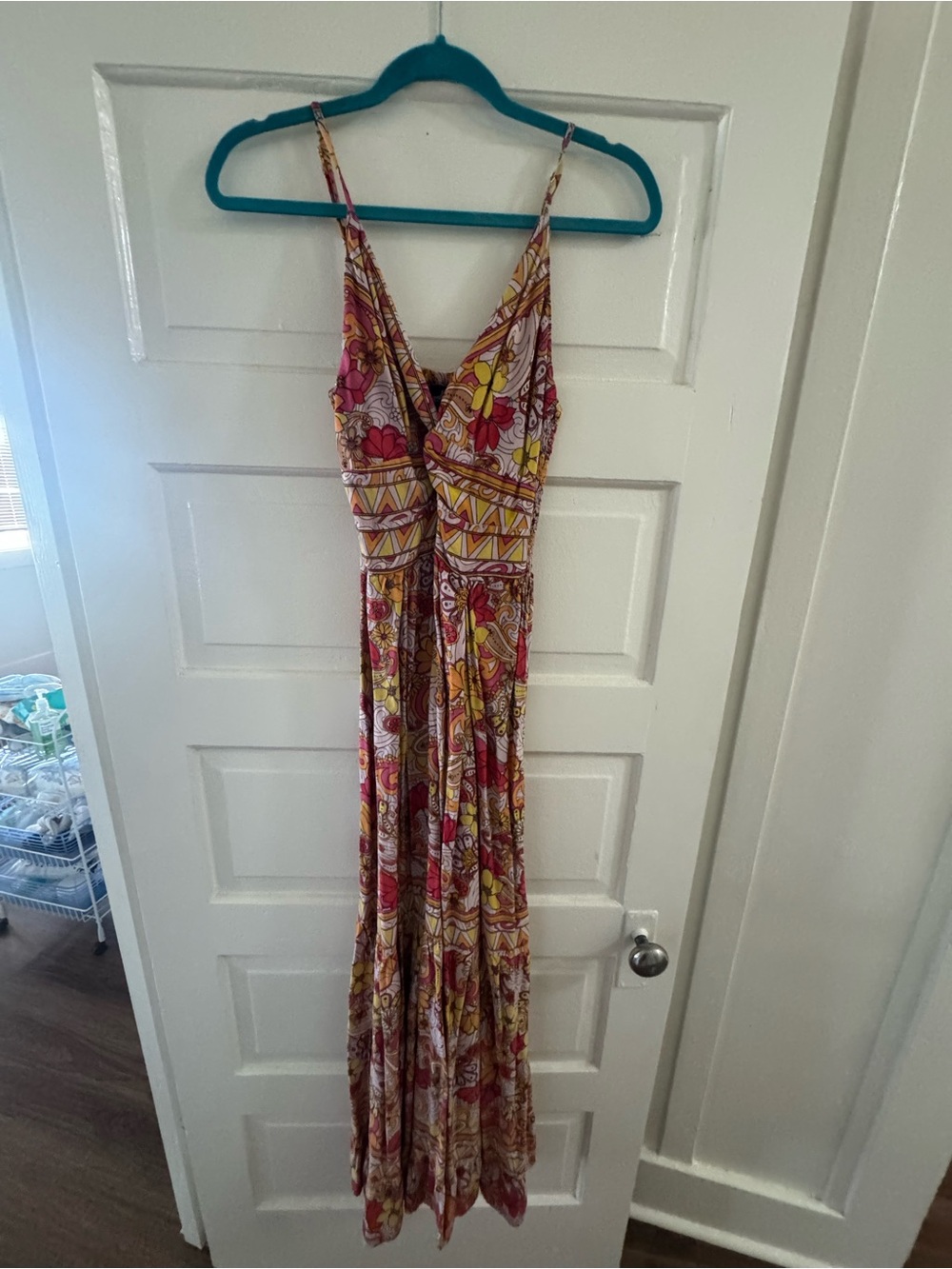 Angie Floral Maxi Dress in Pink, Yellow and Cream